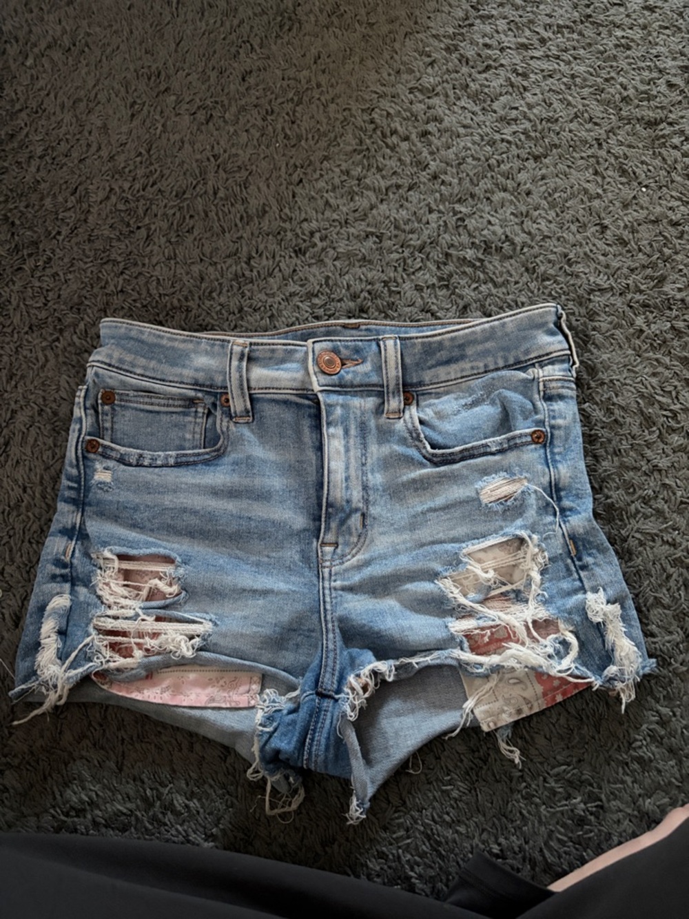 American Eagle Outfitters Light Blue Distressed Denim Shorts